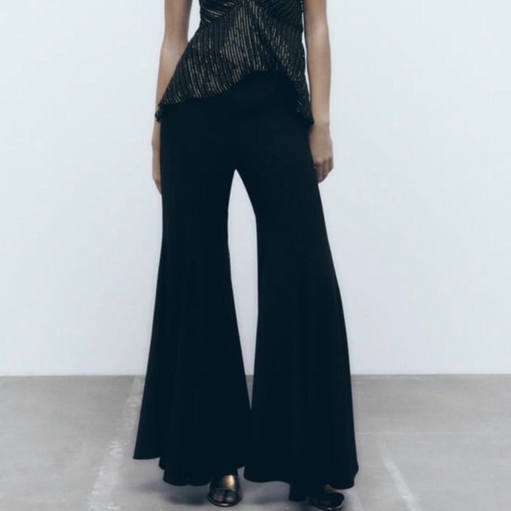 NEW WITH TAG - ZARA BLACK WIDE LEG DRESS PANTS  TROUSERS